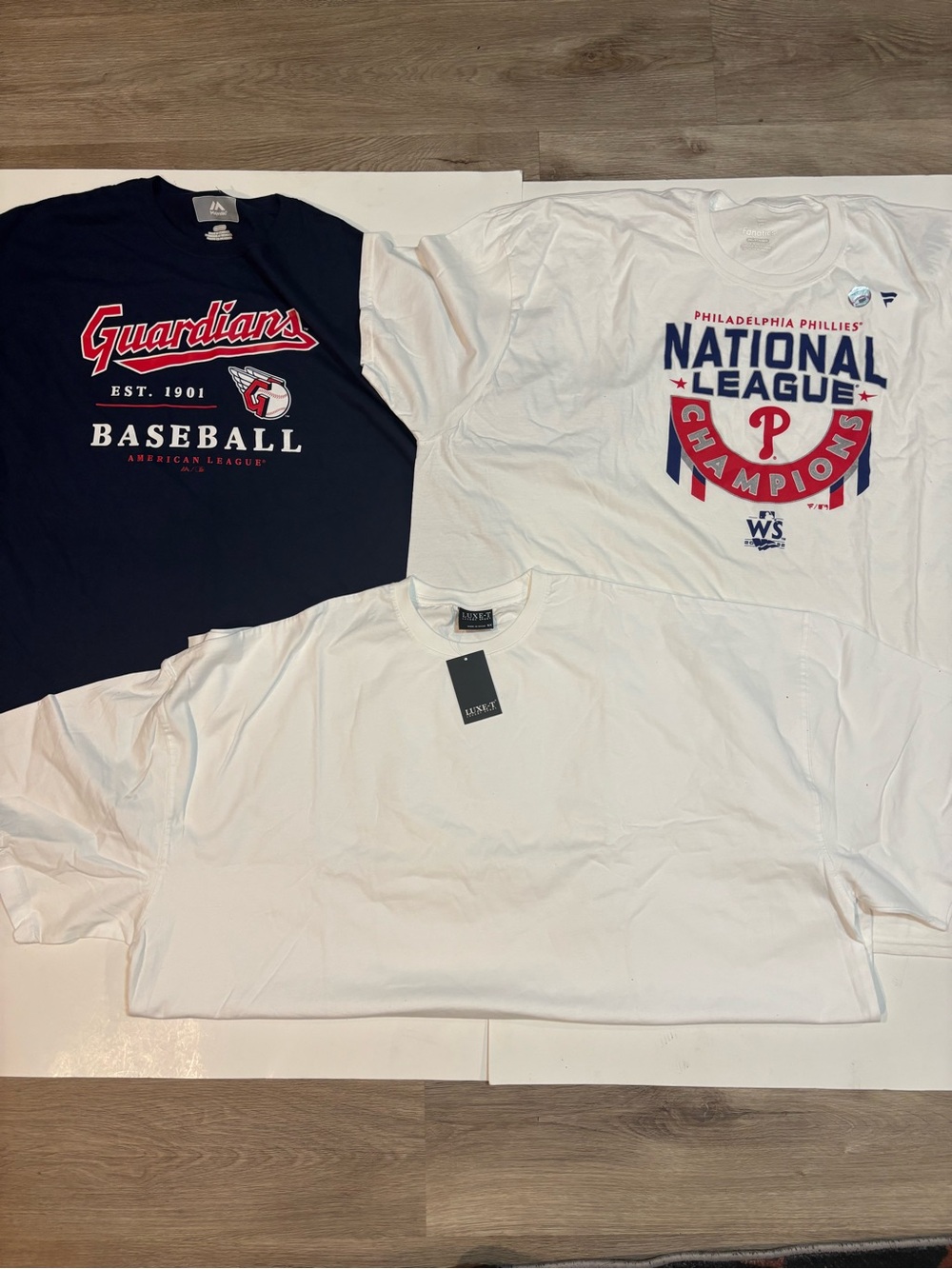 Lot of 3 Men’s Big & Tall Shirts 3XL 5XL Guardians Phillies Luxe-T MLB